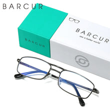 Load image into Gallery viewer, BARCUR Fashion Business Presbyopia Eyeglasses for Men and Women Ultra-Light Double Bar Alloy Rectangular Small Frame Transparent HD Reading Glasses

