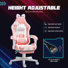 Load image into Gallery viewer, Gaming Chair with Cat Ears, Reclining Faux Leather Computer Chair with Footrest, Lumbar Support and Headrest, Height Adjustable
