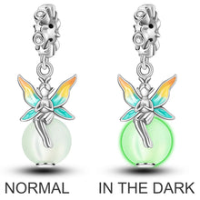 Load image into Gallery viewer, 925 Sterling Silver Pink Butterfly &amp; Luminous Firefly Charm – Dangle Bead for Bracelet or Necklace | Elegant DIY Jewelry Gift for Women
