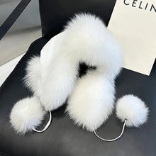Load image into Gallery viewer, 2025 100% Real Fox Fur Hats Women's Russian Ushanka Aviator Trapper Snow Skiing Hat Caps Earflap Winter Raccoon Fur Bomber Hat
