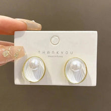 Load image into Gallery viewer, White Flower &amp; Butterfly Dangle Earrings – Acrylic Pearl Heart Jewelry
