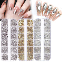 Load image into Gallery viewer, 2400+ Shiny Clear Crystal Nail Rhinestones - Mixed Sizes &amp; Shapes Flatback Gems
