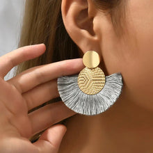 Load image into Gallery viewer, Bohemian Tassel Earrings – White Fringe Dangle Statement Jewelry for Women
