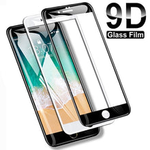 Load image into Gallery viewer, 9D Full Cover Tempered Glass For iPhone 8 7 6 6S Plus 5 5S SE 2020 Screen Protector On iPhone 11 Pro XS Max X XR Protective Film Tempered Glass Screen Protector with Curved Edge Frame Screen Protector
