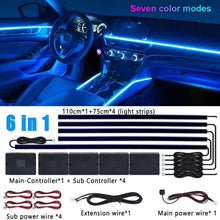 Load image into Gallery viewer, Universal 18-in-1 RGB Car Ambient Light Kit - Full Color App-Controlled Neon Strips
