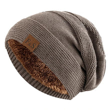 将图片加载到图库查看器，New Unisex Slouchy Winter Hats Add Fur Lined Men And Women Warm Beanie Cap Casual Label Decor Winter Knitted Hats
