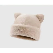 将图片加载到图库查看器，Leopard print plush teddy bear hat for women, sweet and cute, thick and warm, retro and versatile, hooded beanie.
