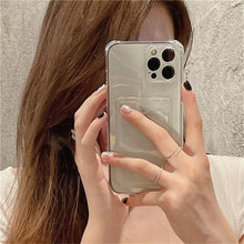 将图片加载到图库查看器，Transparent Card Slot Holder Case for iPhone 13 11 12 14 Pro Max Mini Clear Shockproof Soft Wallet Cover Clear Phone Case with Card Holder Slim Protective Soft Shock Absorbing Case with Card Holder
