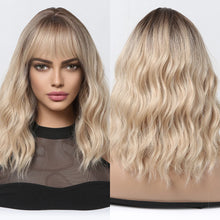 将图片加载到图库查看器，Short Wavy Wine Red Synthetic Wigs for Women Curly Lolita Wigs With Bangs Shoulder Length Wigs Natural Looking Daily Cosplay
