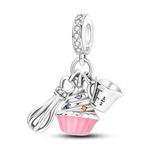Load image into Gallery viewer, 925 Sterling Silver Pink Butterfly &amp; Luminous Firefly Charm – Dangle Bead for Bracelet or Necklace | Elegant DIY Jewelry Gift for Women
