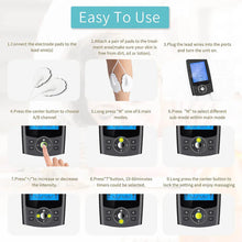 Load image into Gallery viewer, TENS Unit 24 Modes EMS Muscle Stimulator for Pain Relief Rechargeable TENS Machine Massage Physical therapy 10 electrode Pads
