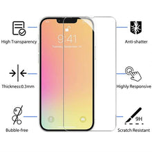 Load image into Gallery viewer, 4PCS Tempered Glass for iPhone 11 12 13 14 Pro XR X XS Max Screen Protector on for iPhone 12 Pro Max Mini 7 8 6 6S Plus SE Glass Tempered Glass Easy Frame Installation HD Ultra-Thin Screen Protector
