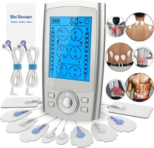 Load image into Gallery viewer, TENS Unit 24 Modes EMS Muscle Stimulator for Pain Relief Rechargeable TENS Machine Massage Physical therapy 10 electrode Pads
