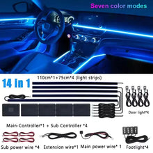Load image into Gallery viewer, Universal 18-in-1 RGB Car Ambient Light – Interior Neon Strip Kit
