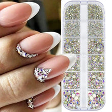 Load image into Gallery viewer, 2400+ Shiny Clear Crystal Nail Rhinestones - Mixed Sizes &amp; Shapes Flatback Gems
