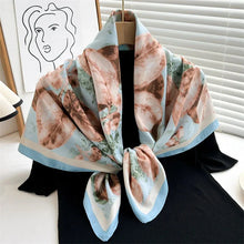 Load image into Gallery viewer, 90x90cm Square Silk-Feel Scarf – Luxury Women’s Shawl &amp; Head Wrap
