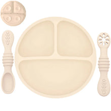 Load image into Gallery viewer, Silicone Baby Sucker Plate &amp; Rice Spoon Set Cute Cartoon Tableware

