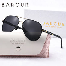 Load image into Gallery viewer, BARCUR Oversize Polarized Sunglasses for Women Trendy Double Beam Design Metal Elliptical Frame with UV400 Protection Fashionable Sun Glasses for Summer Outdoor &amp; Daily Wear
