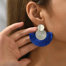 Load image into Gallery viewer, Bohemian Tassel Earrings – White Fringe Dangle Statement Jewelry for Women
