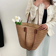 Load image into Gallery viewer, Women’s Straw Woven Shoulder Bag – Large Capacity Summer Beach Tote
