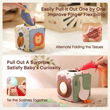 Load image into Gallery viewer, Montessori Cloth Busy Box Animal Tissue Toy
