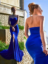 Load image into Gallery viewer, Sexy Strapless Long Black Maxi Dress Front Slit Bare Shoulder Red Women's Evening Summer Night Gown Party Maternity Dresses
