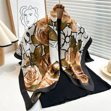 Load image into Gallery viewer, 90x90cm Square Silk-Feel Scarf – Luxury Women’s Shawl &amp; Head Wrap
