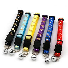 Load image into Gallery viewer, Cat Collar with Bell – Adjustable Star &amp; Moon Pet Necklace
