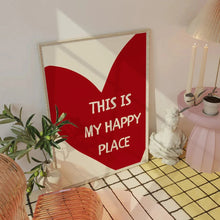 Load image into Gallery viewer, Red Heart Canvas Wall Art – Happy Place Poster Print
