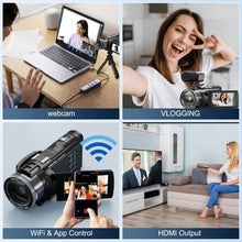 将图片加载到图库查看器，NBD 4K HD&amp;48MP Camcorder Video Camera With Wi-Fi &amp; App Control,Video Recorder with 3X Battery Life, 16X Zoom, 270° IPS Screen
