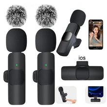 Load image into Gallery viewer, Basix Wireless Lavalier Microphone Audio Recording Mini Replaceable Windproof Wool Microphone for iPhone16 Shoot vlog YouTube

