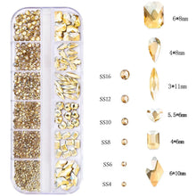 Load image into Gallery viewer, 2400+ Shiny Clear Crystal Nail Rhinestones - Mixed Sizes &amp; Shapes Flatback Gems
