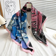 Load image into Gallery viewer, 90x90cm Square Silk-Feel Scarf – Luxury Women’s Shawl &amp; Head Wrap

