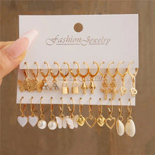 Load image into Gallery viewer, Gold Butterfly &amp; Heart Dangle Earrings Set – Acrylic Drop Jewelry for Women
