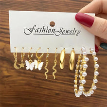 Load image into Gallery viewer, Gold Butterfly &amp; Heart Dangle Earrings Set – Acrylic Drop Jewelry for Women
