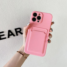 Load image into Gallery viewer, Soft Silicone Phone Case For iPhone 14 13 Pro Max 13 Mini 14Pro Wallet Card Holder Cover Silicone Case for Women Girls Anti-Scratch Soft Lining Protective Case
