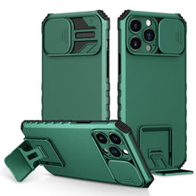 Load image into Gallery viewer, Blue Shockproof Adjustable Stand Case For iPhone 14 13 12 11 Pro Max Built Slide Camera Protection Case With Kickstand Shockproof Protection Modern Design for iPhone
