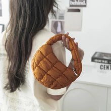 Load image into Gallery viewer, Fashion Mini Puffer Tote Bag Quilted Circle Phone Purse Elegant Purple Soft Nylon Padded Key Pouch Simple Trend Handbag

