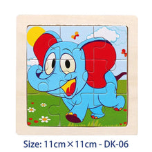 将图片加载到图库查看器，11cm/4.33in Kids Wooden Jigsaw Puzzle Games Cartoon Animal Vehicle Pattern Children Montessori Educational Toys
