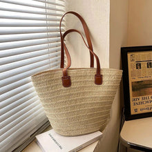 Load image into Gallery viewer, Women’s Straw Woven Shoulder Bag – Large Capacity Summer Beach Tote
