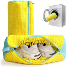 Load image into Gallery viewer, Durable Shoe Washing Machine Bag – Yellow &amp; Blue Zipper | Protective Laundry Wash Bag for Sneakers &amp; Casual Shoes
