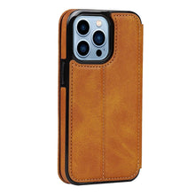 Load image into Gallery viewer, Luxury Leather Case Protect Cover For iPhone 13 12 Mini 11 Pro Max X XR XS Max Stand Flip Wallet Leather Magnetic Shockproof Flip Cover Classic Men Business Brown Phone Case
