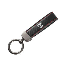 Load image into Gallery viewer, Leather Carbon Fiber Car Rings Keychain Zinc Alloy Keyrings For Hyundai Tiburon Coupe T Logo car Accessories
