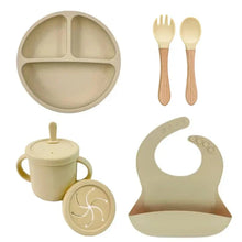 Load image into Gallery viewer, Food Grade Silicone Baby Feeding Dish Set Suction Plate Cup
