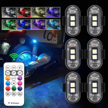 Load image into Gallery viewer, 1-6PCS Wireless LED Drone Strobe Light for Motorcycle Car Bike Remote Control Warning Light Indicator Light USB Charging 8Colors
