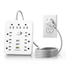 Load image into Gallery viewer, Power Strip with Surge Protector – 9 AC Outlets &amp; 3 USB Ports, 5ft Extension Cord, Quick Charge, UL Certified Power Outlet for Home &amp; Office (White)
