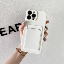 将图片加载到图库查看器，White Luxury Card Holder Phone Case for iPhone 13 12 Pro Wallet Soft Back Cover Shockproof  Cute Protective Case for iPhone Cute Case With Card Holder
