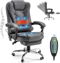 Load image into Gallery viewer, Office Chair with 7 Point Vibrating Massage&amp;Heat Functions, Ergonomic Recliner Chair w/Footrest PU Leather Wide Computer Desk Ch
