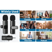 Load image into Gallery viewer, Professional 4 In 1 Wireless Lavalier Microphone for iPhone Android 3.5mm for Radio Live Recording Noise Reduction Mini Microph

