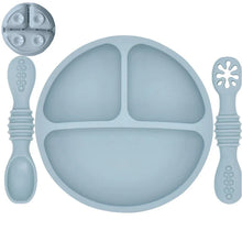 Load image into Gallery viewer, Silicone Baby Sucker Plate &amp; Rice Spoon Set Cute Cartoon Tableware

